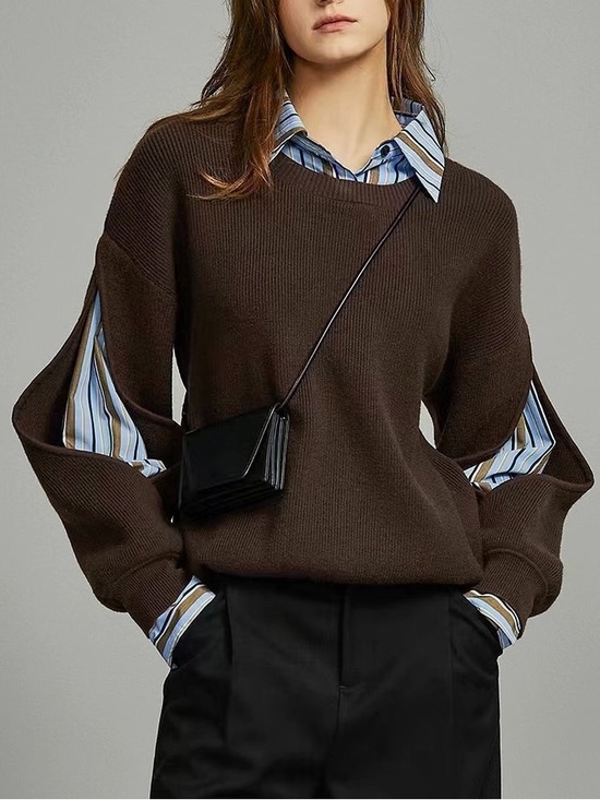 Commense Sweaters - Commense 2 in 1 Ribbed Cutout Sweater
